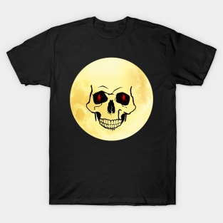 full yellow moon skull face T-Shirt